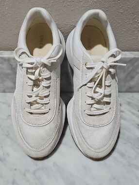 Cole Haan Off-White Mesh and Suede Lace-Up Sneakers